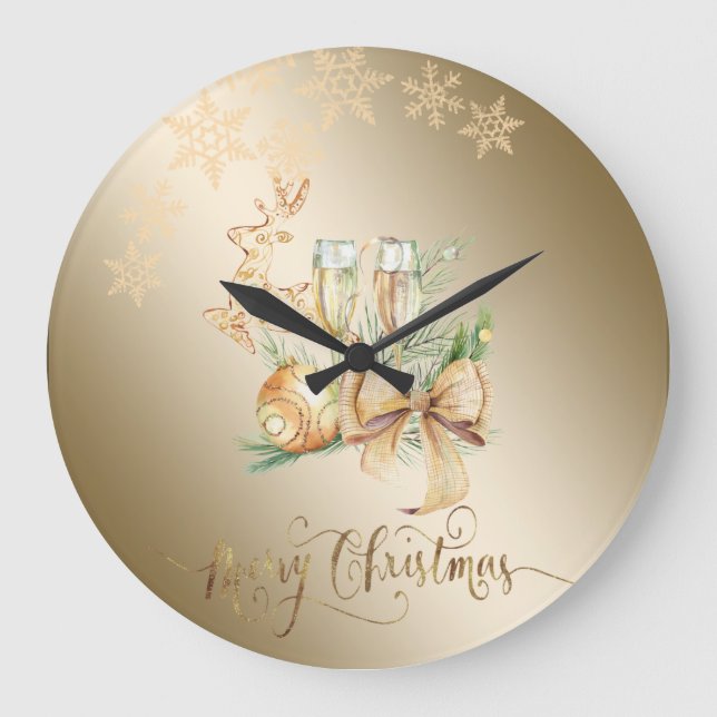 Grande Horloge Ronde Christmas Ball, Reindeer, Wine Glass, Snowflakes (Recto)
