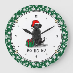 Grande Horloge Ronde Christmas Père Noël Black Labrador Retriever Cute