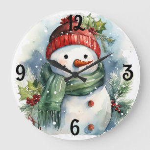 Grande Horloge Ronde Christmas Snowman