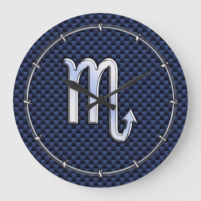 Grande Horloge Ronde Chrome Scorpio Zodiac Sign on Blue Carbon Fibre (Recto)