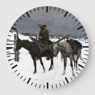 Grande Horloge Ronde Chute du Cowboy Frederic Remington 1895 Ouest