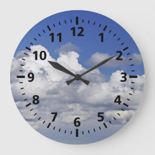 GRANDE HORLOGE RONDE "CIEL BLEU ET NUAGES" ROUND CLOCK