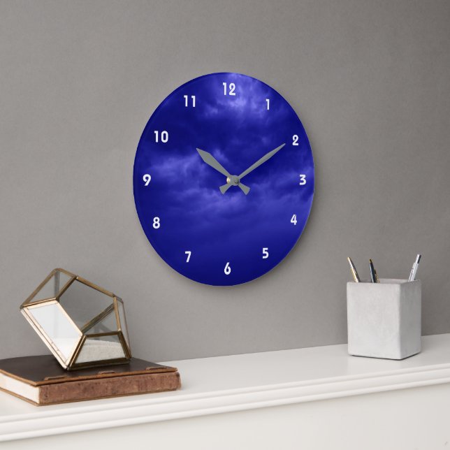 Grande Horloge Ronde Ciel bleu foncé nuageux (Bureau)