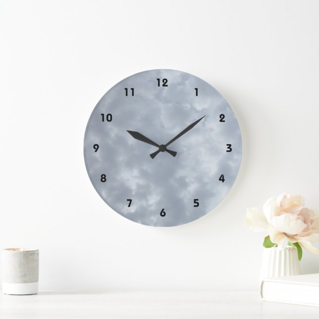 Grande Horloge Ronde Ciel gris nuageux (Maison)
