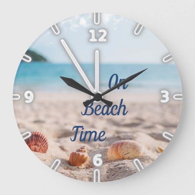 Grande Horloge Ronde Ciel océan de sable, Plage, Coquillages (Recto)