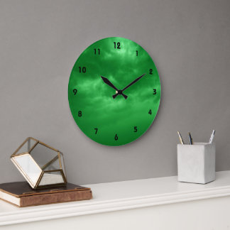 Grande Horloge Ronde Ciel vert nuageux