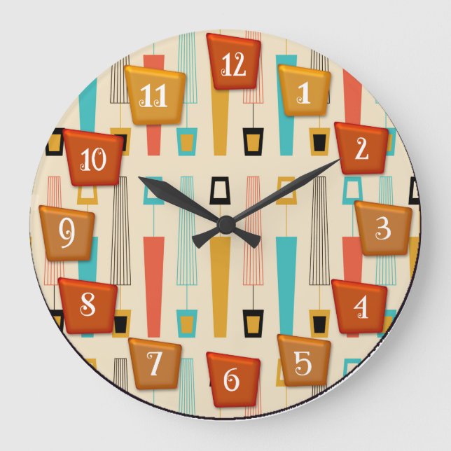 Grande Horloge Ronde Circulaire rétro atomique (Recto)