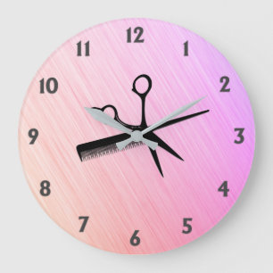 Grande Horloge Ronde Ciseau et peigne rose