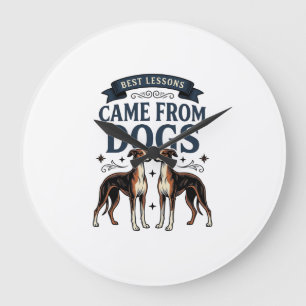 Grande Horloge Ronde Citation Amoureux de Chien Gravure Vintage Typogra