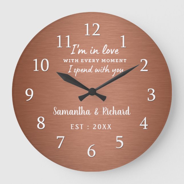 Grande Horloge Ronde Citation d'amour personnalisée pour l'anniversaire (Recto)