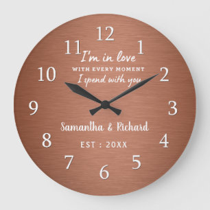 Grande Horloge Ronde Citation d'amour personnalisée pour un anniversair