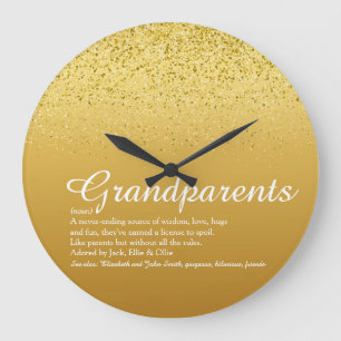Grande Horloge Ronde Citation de grands-parents avec écriture élégante 