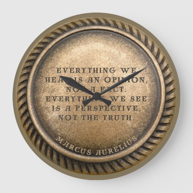 Grande Horloge Ronde Citation de Marcus Aurelius Pièce avec avis (Recto)