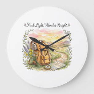 Grande Horloge Ronde Citation de voyage d'aventure Pack Light Wander Br
