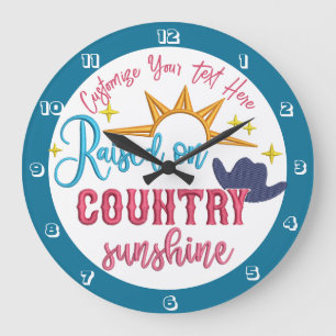 Grande Horloge Ronde Citation de Western Cowboy sur Country Sunshine