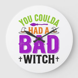 Grande Horloge Ronde Citation drôle de sorcière méchante pour Halloween