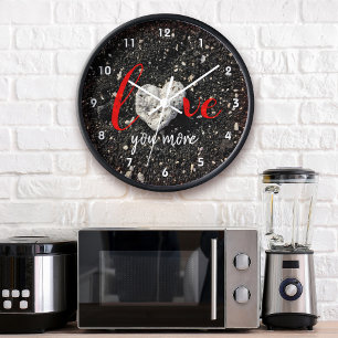 Grande Horloge Ronde Citation Hawaii Plage Corail Cœur Photo Je T'aime 