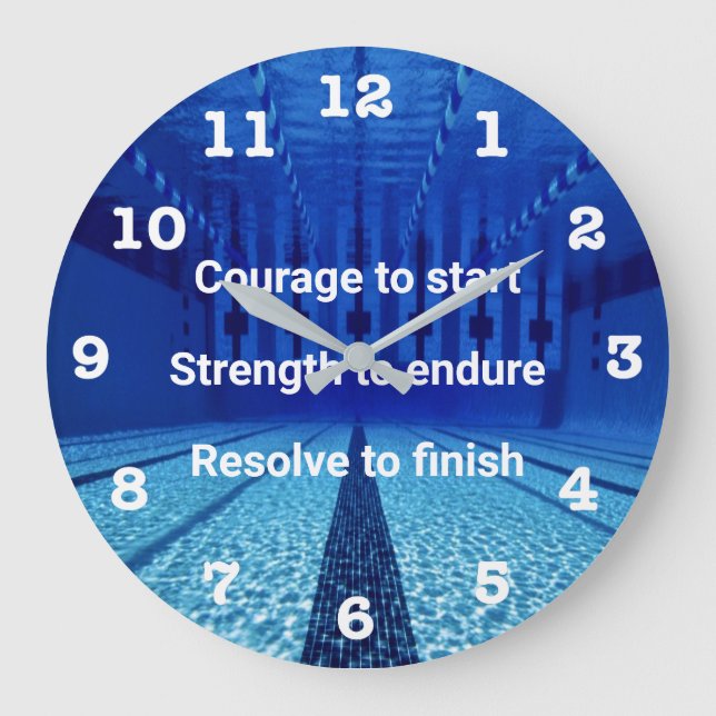 Grande Horloge Ronde Citation inspirée nage "Ajouter votre propre texte (Recto)