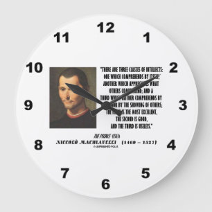 Grande Horloge Ronde Citation Machiavelli Trois Classes D'Intelligents