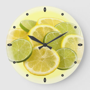 Grande Horloge Ronde Citron et citron vert