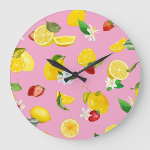Grande Horloge Ronde Citron et fraise 1