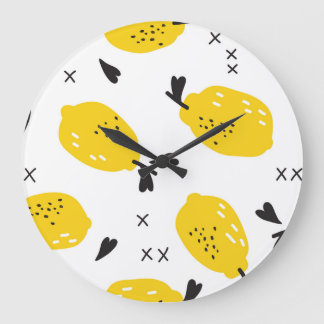 Grande Horloge Ronde Citrons de New York : découpes Vintages