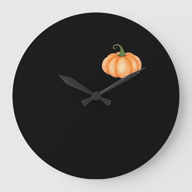 Grande Horloge Ronde Citrouille aquarelle - Automne et Halloween Concep (Recto)