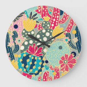 Grande Horloge Ronde Citrouille d'aquarelle vintage : Motif d'automne