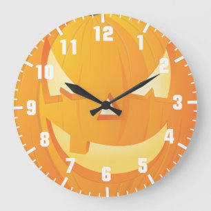 Grande Horloge Ronde citrouille de Halloween