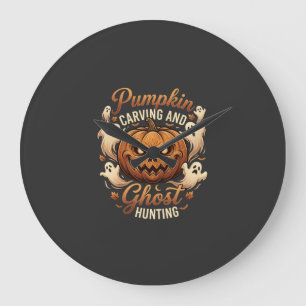 Grande Horloge Ronde Citrouille Sculpture Chasse aux Fantômes Halloween