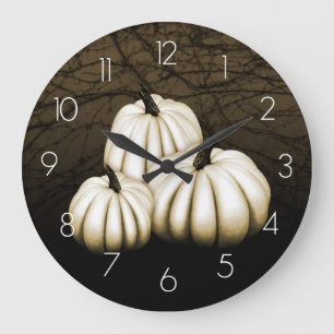 Grande Horloge Ronde Citrouilles blancs