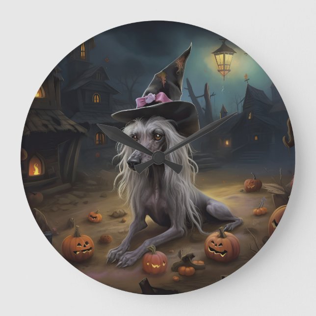 Grande Horloge Ronde Citrouilles chinois arrêtés Halloween effrayant (Recto)
