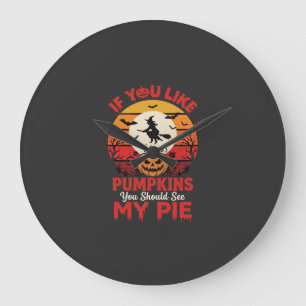 Grande Horloge Ronde Citrouilles drôles de tarte pour Halloween Design_