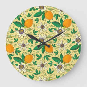 Grande Horloge Ronde Citrouilles et Feuilles : Récolte d'automne