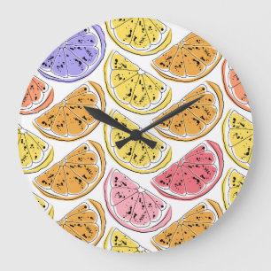 Grande Horloge Ronde Citrus citron vintage Texture d'été