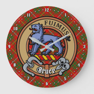 Grande Horloge Ronde Clan Bruce Crest sur Tartan
