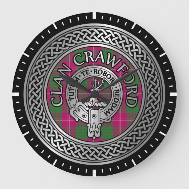 Grande Horloge Ronde Clan Crawford Crest & Tartan Knot (Recto)