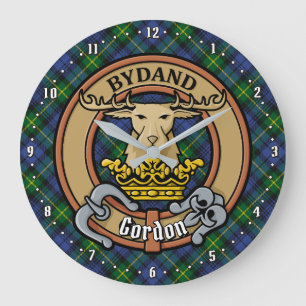 Grande Horloge Ronde Clan Gordon Crest sur Tartan