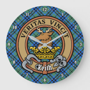 Grande Horloge Ronde Clan Keith Crest sur Tartan