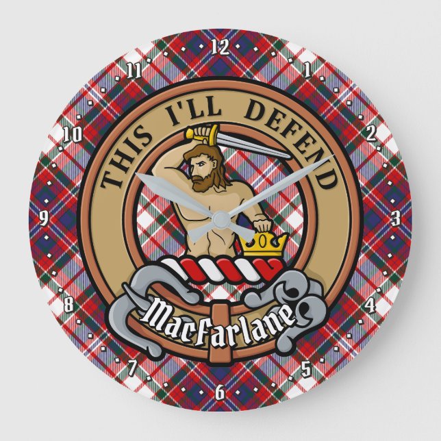Grande Horloge Ronde Clan MacFarlane Crest sur le tatan de robe (Recto)