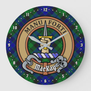 Grande Horloge Ronde Clan MacKay Crest sur Tartan
