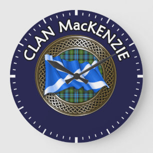 Grande Horloge Ronde Clan MacKenzie Tartan Knot & Drapeau