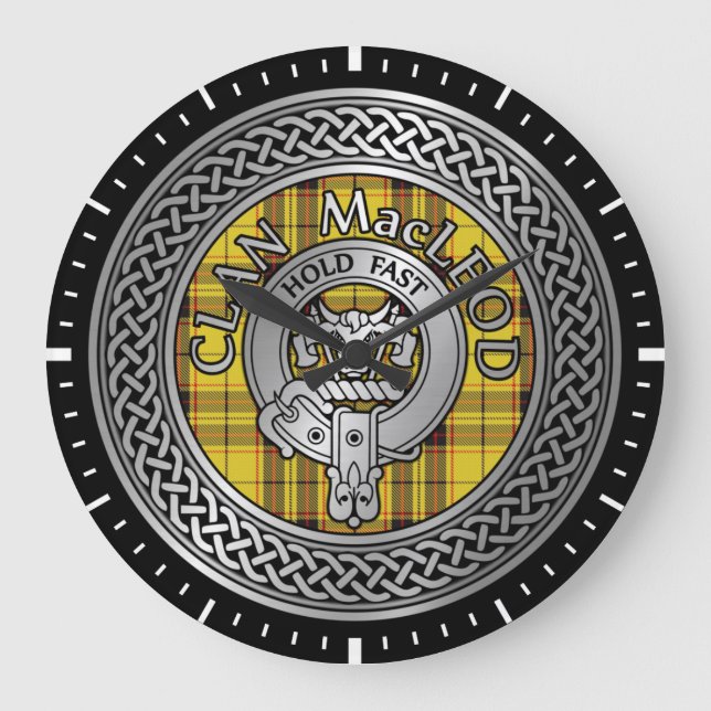 Grande Horloge Ronde Clan MacLeod Crest & Tartan Knot Large Clock (Recto)