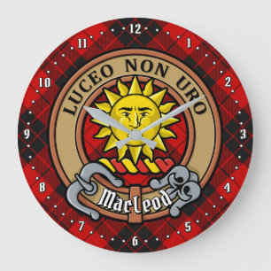 Grande Horloge Ronde Clan MacLeod de Raasay Crest sur Tartan
