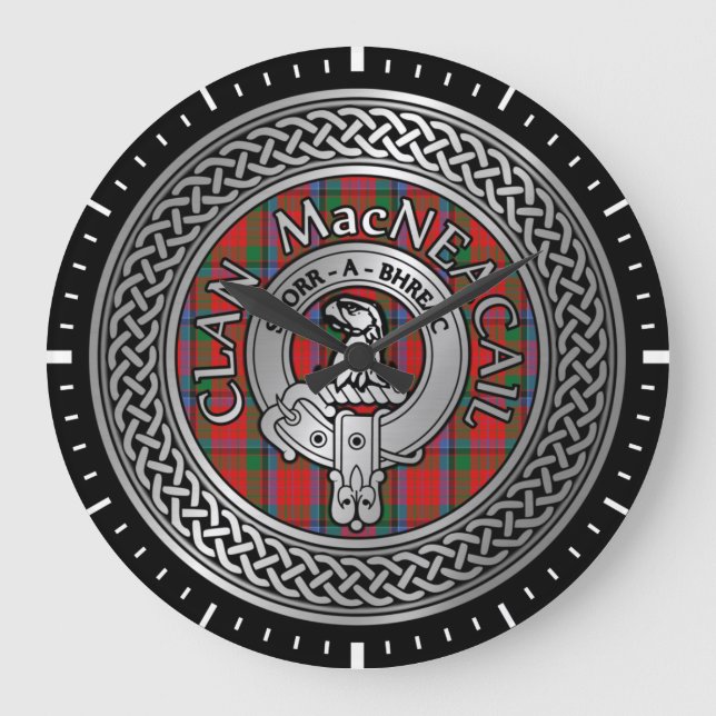 Grande Horloge Ronde Clan MacNeacail | MacNicol Crest et noeud tatan (Recto)
