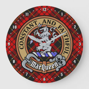 Grande Horloge Ronde Clan MacQueen Crest sur Tartan