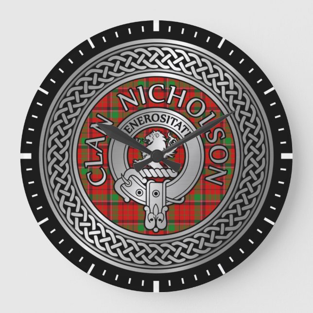 Grande Horloge Ronde Clan Nicholson Crest & Tartan Knot (Recto)