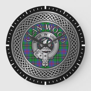 Grande Horloge Ronde Clan Wood Crest & Tartan Knot