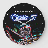 Classic 57 1957 Chevy Neon Effect Voiture Noir Rét