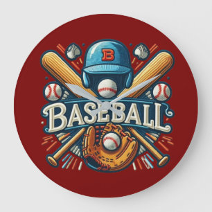 Grande Horloge Ronde Classique Baseball Essentials / Stylish Retro Lege